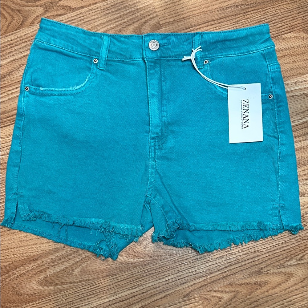 NWT Zenana Outfitters Teal Jean Shorts